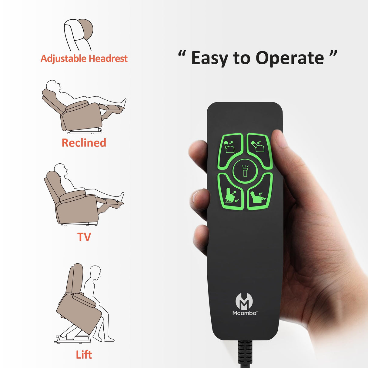 MCombo Small Size Power Lift Recliner Chair Sofa with Massage and Dual Heating, Adjustable Headrest for Elderly People Petite, USB Ports, Extended Footrest, Faux Leather 7111 (Cream White) MCombo