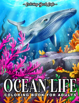 Ocean Life Coloring Book for Adults: Beautiful Ocean Wildlife Designs with Whales, Dolphins, Turtles, Tropical Fish and More WoodArtSupply