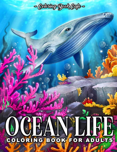 Ocean Life Coloring Book for Adults: Beautiful Ocean Wildlife Designs with Whales, Dolphins, Turtles, Tropical Fish and More WoodArtSupply
