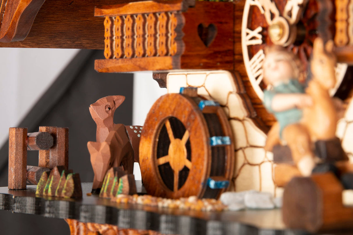 Cuckoo-Palace Large German Cuckoo Clock - The Seesaw Mill Chalet with Quartz Movement with Moving Seesaw - Black Forest Clock Cuckoo Palace