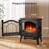 ZAFRO Freestanding Electric Fireplace Stove with Realistic Flame, 5100 BTU Electric Fireplace Heater with Retro Design, 1000W/1500W, Dual Safety Protection for Living Room, Bedroom ZAFRO