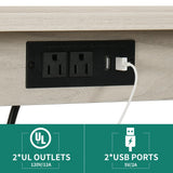 DWVO Kitchen Pantry Cabinet,Microwave Stand with Power Outlet,Food Pantry Hutch with LED Lights,Coffee Bar Cabinet with Storage,Farmhouse Buffet Sideboard with LED Lights, Off White+Walnut Grain DWVO