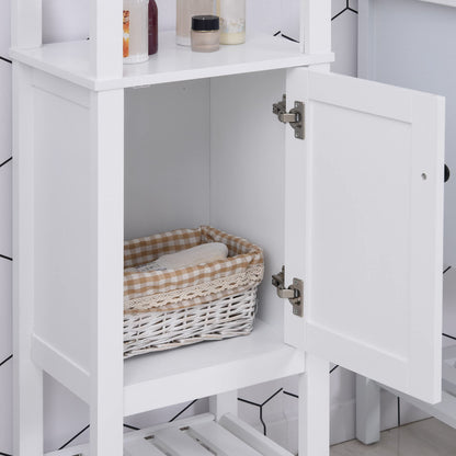 HOMCOM White Freestanding Tall Bathroom Storage Cabinet with Shelves - WoodArtSupply