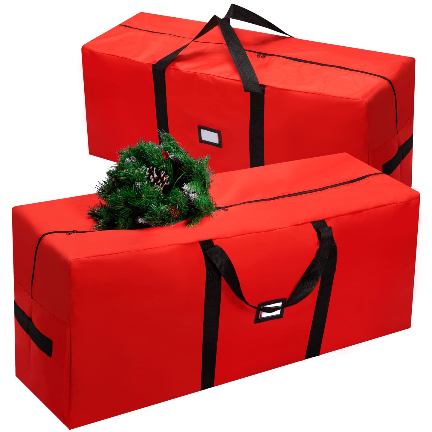 Joiedomi 2 Pack Christmas Tree Storage Bag Set, 7.5 ft Artificial Xmas Tree Large Storage Container, 600D Oxford Fabric Storage Bag with Carry Handles and Dual Zipper (Red)