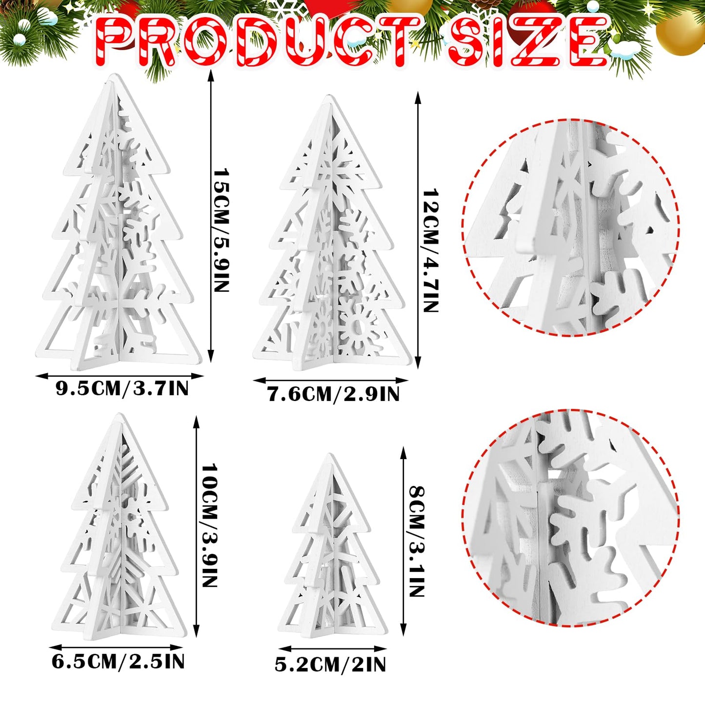 Redbaker 16 Pcs Wooden Christmas Trees Tabletop Decor Rustic Wood 3D Christmas Trees Xmas Centerpieces Table Wooden Signs Farmhouse Table Home Decor for Winter Home Office Farmhouse