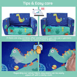ACRABROS Kids Couch: Toddler Sofa Bed Fold Out for Gilrs Boys Baby Flip Out Convertible Lounge Chair Dinosaur ACRABROS
