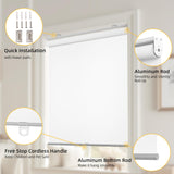 ChrisDowa Cordless Free-Stop 100% Blackout Blinds for Windows, Roller Windows Shades with Thermal Insulated, UV Protection Fabric for Living Room, Office and Home. Easy to Install.White,34" W X 72" H ChrisDowa