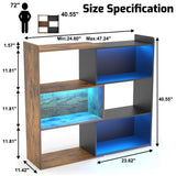 NAIYUFA 4-Tier L-Shaped Corner Bookshelf with LED Lighting - Versatile Storage Solution for Home & Office NAIYUFA