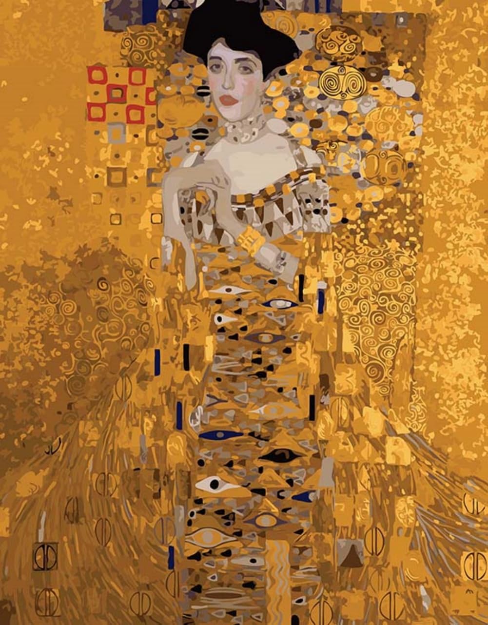Wowdecor Paint by Number Kits for Adults Beginner, DIY Number Painting Portrait of Adele by Gustav Klimt Famous Paintings 40x50 cm Wall Art Decor (No Frame) Wowdecor