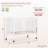 Dream On Me Full Size 2-in-1 Folding Stationary Side Crib In White, Locking Wheels, Folds Flat For Storage, Comes with Teething Guard, Non-Toxic Finish Dream On Me