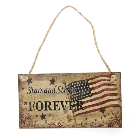 BinaryABC 4th of July Wooden Sign Plaque Door Wall Hanging Decorations, Fourth of July Independence Day Memorial Day Party Decorations BinaryABC