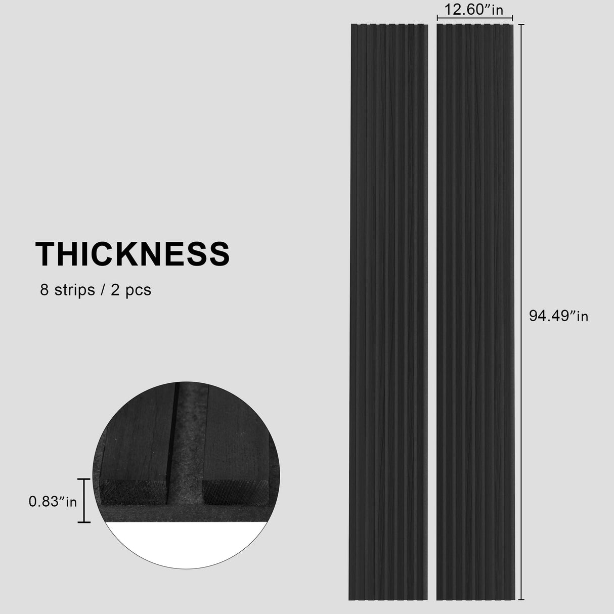 FurniFusion Acoustic Wood Wall Panels, 2 Pack 94.49” x 12.6” Soundproof Wall Panels, Wood Slat Wall Panels for Wall Decor (Black) FurniFusion