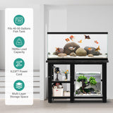 AQQA 40-50 Gallon Fish Tank Stand with 5 in 1 Power Outlets, 36x18 Inch Heavy Duty Metal Frame Aquarium Stand, Adjustable Storage Shelves, 720LBS Capacity Terrarium Stand, 3 Tiers Reptile Tank Stand AQQA