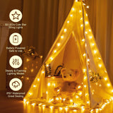 Minetom Star String Lights Battery Operated - 17 ft 50 LED Star Fairy String Lights with Timer, Waterproof for Indoor Bedroom Tent Loft Bed Patio Party Wedding Decor, Warm White Minetom
