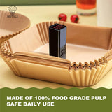 Large Air Fryer Disposable Paper Liners Square 9 Inch, 125 Pcs Parchment paper liner for 5-8QT Air fryer, Oil-proof, Water-proof, Parchment Baking Paper for Baking Roasting Microwave mutvle