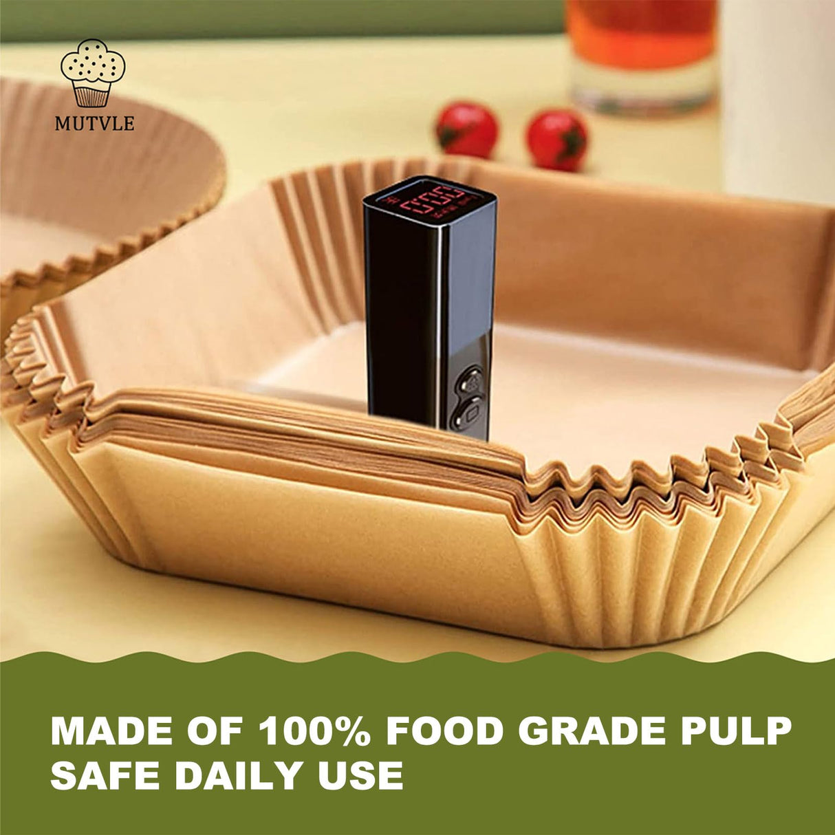 Air Fryer Liners for Power XL, Chefman 10QT 12QT Oven, Instant Pot Air Fryer, XL Disposable Air Fryer Paper Liners，Air Fryer Parchment Paper Liners 9.5 Inch Square, 125PCS Air Fryer Oven Liners mutvle