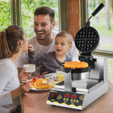 Dyna-Living Belgian Waffle Maker Commercial Intelligent Round Waffle Maker Rotating 180° Nonstick Flip Waffle Iron Machine Professional Commercial Waffle Maker for Restaurant 110V 1200W Dyna-Living