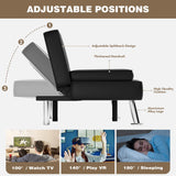 Homall Futon Sofa Bed, Leather Futon Couch with Removable Armrests, Adjustable Recliner Sleeper Sofa Bed with Dual Cup Holders for Living Room, Apartment, Office (Black) Homall