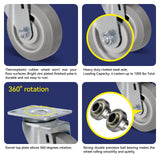 NINOSO Caster Wheels, 4" Heavy Duty Industrial Casters Set of 4 with Load 1200lbs Capacity, Wheels for Cart Furniture(2 Swivel & 2 Rigid) Ninoso