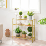 HOOBRO 29.5" Narrow Console Table, 3-Tier Tempered Glass Sofa Table, Small Side Table, Modern Entryway Table, for Entrance, Living Room, Foyer, Hallway Bedroom, Gold GD21XG01G1 HOOBRO