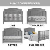 Oxford Baby Nolan 4-in-1 Convertible Crib, Dove Gray, GreenGuard Gold Certified Oxford Baby
