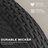 LayinSun 10 Pieces Outdoor Patio Furniture Set with Fire Pit Table, Rattan Wicker Sectional Swivel Rocker Chairs Sets LayinSun