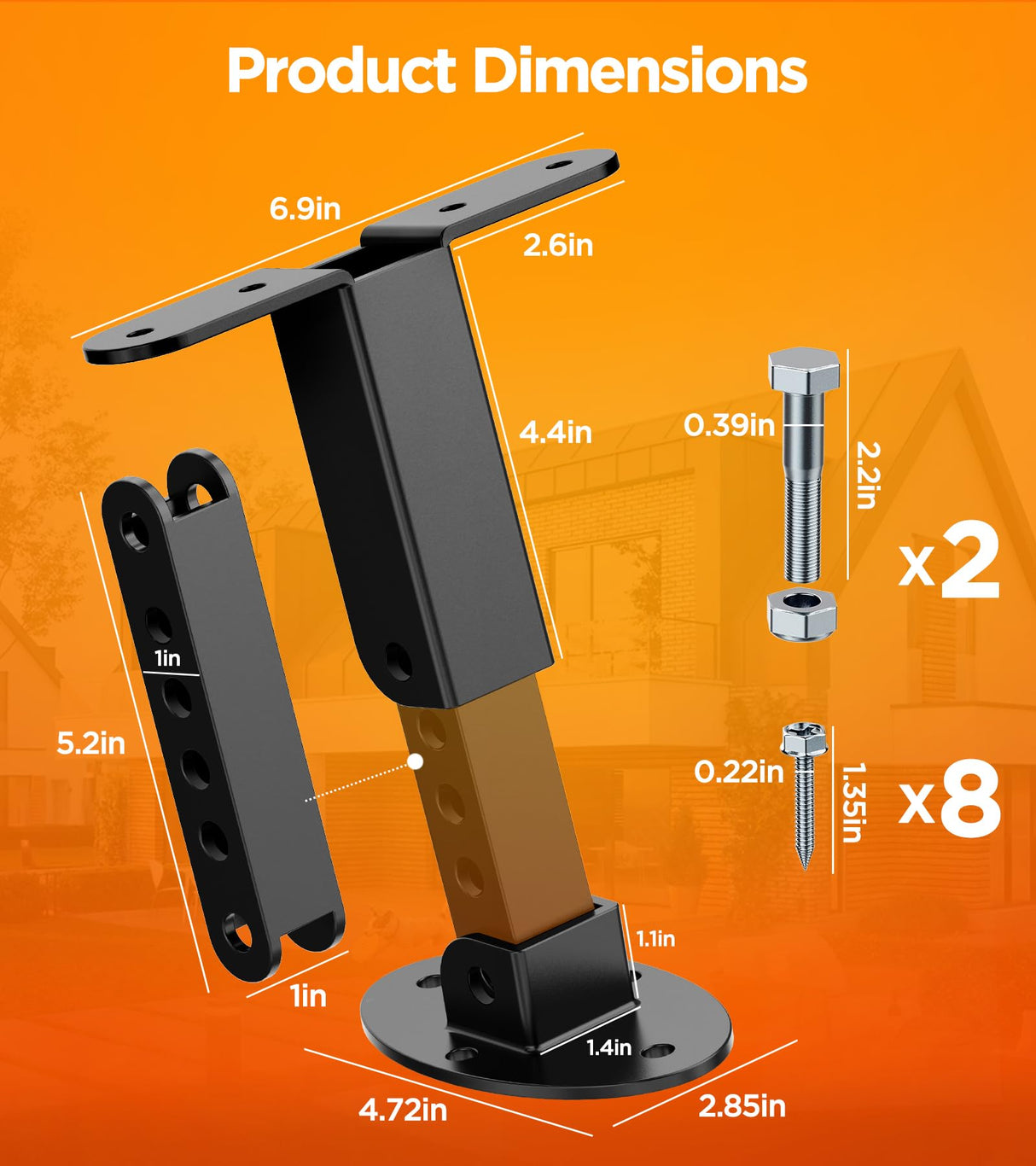 3 Pack Heavy Duty Pergola Brackets RISHTEN Adjustable Pergola Roof Riser Beam Bracket for Roof Mount Pergola Patio Cover, Pergola Brackets Kit Black RISHTEN