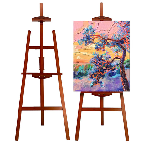 Stuelloaf Adjustable Wooden Painting Easel, Pine Art Easel Stand Hold up to 43'', Painting Canvas for Wedding Sign and Poster, Drawing for Adults, Begginners and Students, Walnut Stuelloaf