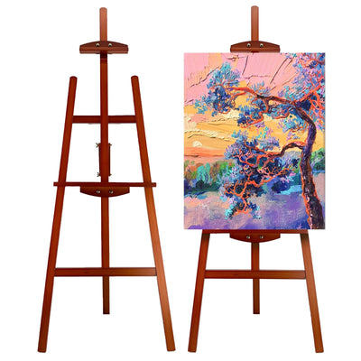 Stuelloaf Adjustable Wooden Painting Easel, Pine Art Easel Stand Hold up to 43'', Painting Canvas for Wedding Sign and Poster, Drawing for Adults, Begginners and Students, Walnut