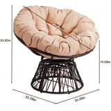 Beaunicorn 38" Papasan Chair, 360° Rotatable Ergonomic Chair for Living Room, Bedroom, Reading Room, PE Rattan Wicker Chair Coated Steel Frame Swivel Circle Sofa, Beige Beaunicorn