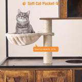 Cat Litter Box Enclosure,Hidden Litter Box Furniture with Metal Frame,Wooden Kitty House with Barn Door,Wooden Cat Washroom Furniture,Fit Most of Litter Box (Wood, M) Suumerpety