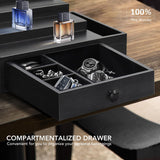 Cologne Stand Organizer for Men, 3 Tier Cologne Display Shelf with Velvet Lining Drawer and Compartments for Watch, Jewelry, Perfume Display Risers for Cologne, Great Gift for Father Zecela