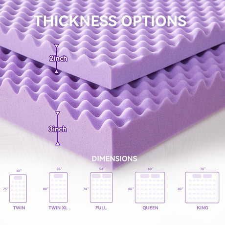 SINWEEK 1.5 Inch Egg Crate Memory Foam Mattress Topper Queen Size, Soft Mattress Pad for Back Pain Relief, Bed Topper, CertiPUR-US Certified SINWEEK