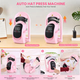Whubefy Auto Hat Heat Press Machine, 3-in-1 Hat Press Heat Machine for Caps with 3 Platens, Blank Cap, Gloves, Automatic Open/Release, Heat Transfer Cap Heat Press HTV Iron On for Vinyl, Sublimation Whubefy