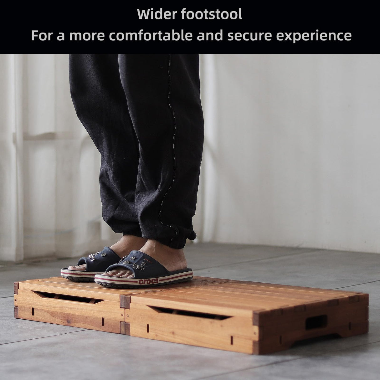 unununu Wooden Platform Step Stool for Adults&Senior.Stair Assist Indoor&Outdoor,Heavy Duty Sturdy Solid Wood Bedside Foot Stepper,Mobility Stepping.for Handicap,Elderly,High Beds(31.5" W) unununu