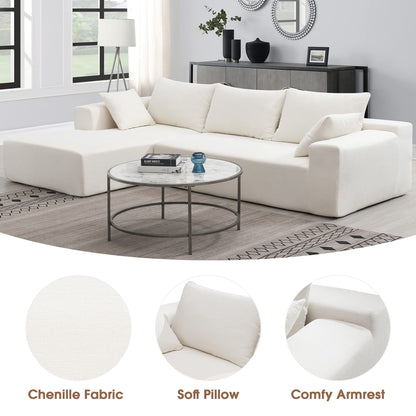 P PURLOVE Modern Sectional Sofas for Living Room, Modular L-Shape Couch, Upholstered Sleeper Sofa for Bedroom, Salon, 2 PC Free Combination, Beige