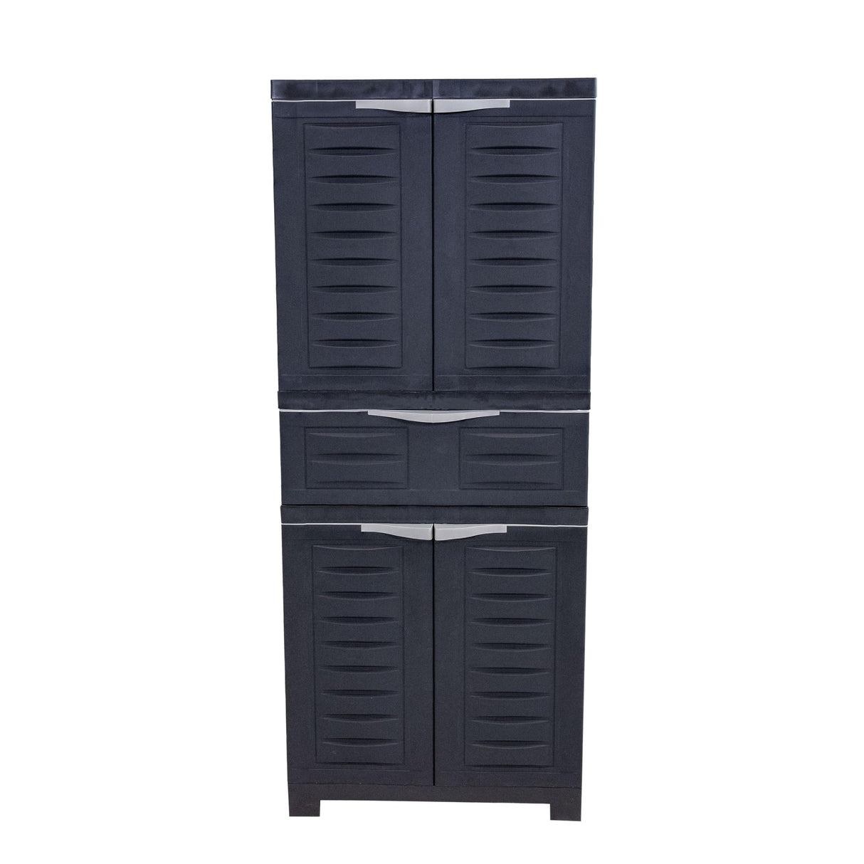 Sunnydaze Plastic Garage Storage Cabinet with 2 Adjustable Shelves - 57" H - Garage, Office, Home, Laundry Room - Charcoal Sunnydaze Decor