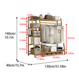Baveke Bamboo Clothing Garment Rack 7 Tier Storage Shelf Coat Clothes Hanging Rack, Portable Wardrobe Closet Organizer With Top Shelf, Shoe Storage Shelves for Bedroom (Natural - 51.2 in) Baveke