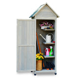 FTCBNet Outdoor Storage Shed Wooden Garden Tool Storage Cabinet with 3 Removabl Shelves and Galvanized Sheet Waterproof Roof for Yard,Patio,Deck and Porch (Gray) FTCBNet