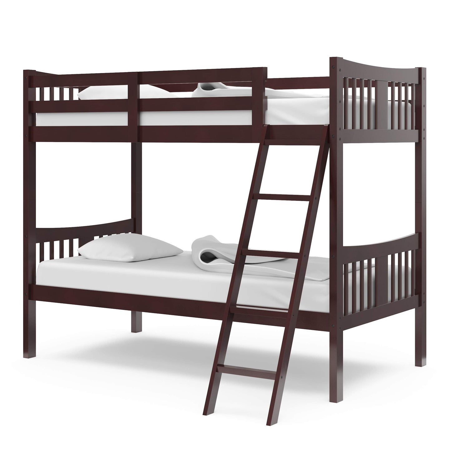 Storkcraft Caribou Bunk Bed Twin Over Twin Bunk Bed (Espresso) - GREENGUARD Gold Certified, Twin Bunk Beds for Kids, Converts to 2 Individual Twin Beds, Bunk Beds for Kids