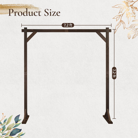 Wooden Wedding Arch, 7.2FT Square Wooden Arch for Wedding Wood Arch Wedding Arbor Backdrop Stand for Ceremony Rustic Wedding Birthday Parties Indoor Outdoor Garden Decor Volowoo