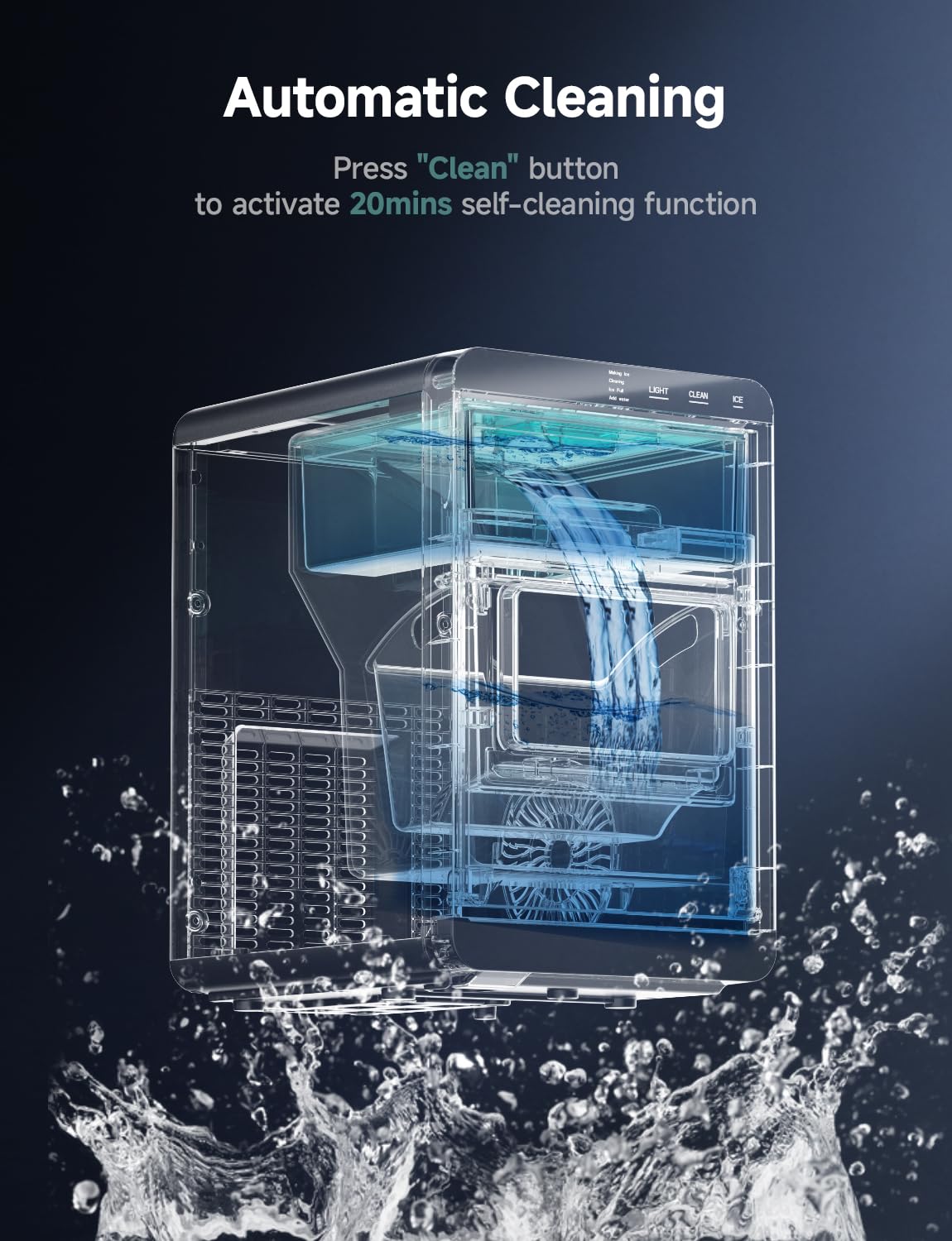 EUHOMY Nugget Ice Maker Countertop, 44Lbs/24H Pebble Ice Maker Machine, Self-Cleaning Pellet Ice Machine with Ice Scoop&Basket, Sonic Countertop Ice Machine for Home/Kitchen/Office(Black) EUHOMY