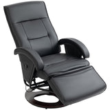 HOMCOM PU Recliner with Footrest, Lounge Chair with 135° Adjustable Backrest, Swivel Wood Base, Padded Seat & Armrests for Living Room, Black HOMCOM