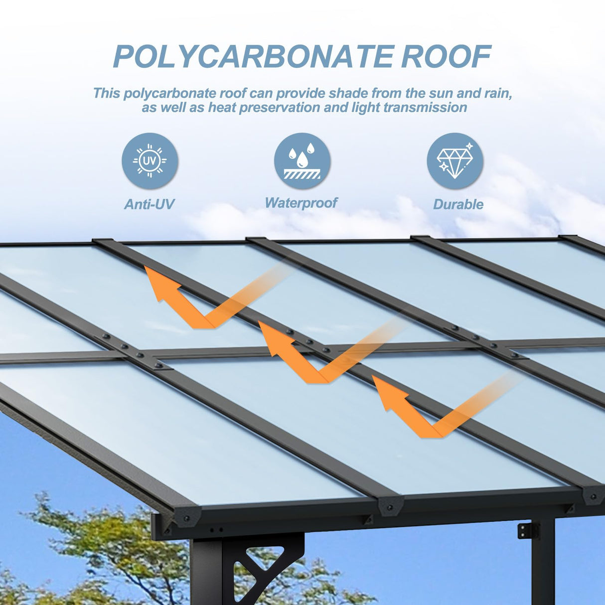 Aoxun 10’x 10’ Gazebo, Wall Mounted Gazebos Pergola, Outdoor Patio, Gazebo Awnings with Sloped Roof, for Backyard, Porch, Deck Aoxun