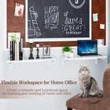 TEAMIX Wall Mounted Desk, White Folding Desk for Small Spaces Floating Shelf Organizer with Heavy-Duty Brackets for Home Office TEAMIX