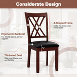 Giantex Wood Dining Chairs Set of 2, Faux Leather Upholstered Kitchen Chairs with Rubber Wood Legs, Padded Seat, Max Load 355 Lbs, Farmhouse Armless Wooden Dining Room Chair Giantex