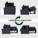 FLEXISPOT XCT4 Convertible Sofa Bed, 3-in-1 Loveseat Sofa Couch with Adjustable Backrest, Pull Out Couch with 2 Pillows & 2 Side Pockets, Futon Sleeper for Dorms Apartment Living Room, Black FLEXISPOT