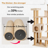 Lazyworm Modern Multi-Level Large Real Solid Wood Cat Tree, Luxury Wooden Cat Tower Cat Condo with Multi-Layer Platform for Indoor Cats lazyworm