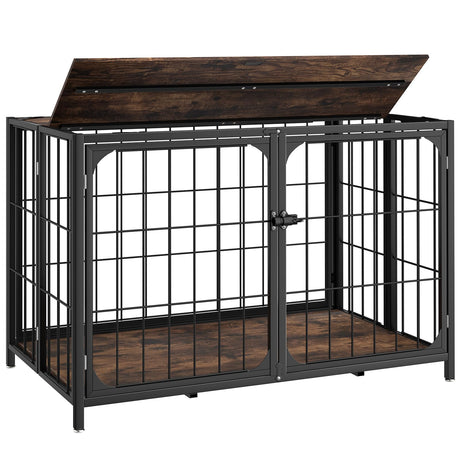 Himix Dog Crate Furniture, XL Dog Crate Furniture for Large Medium Dogs, Wood Dog Crate Table with Sturdy Metal, Heavy Duty Dog Kennel Indoor 40.15''x 25''x 27.56'' (Rustic Brown) Himix