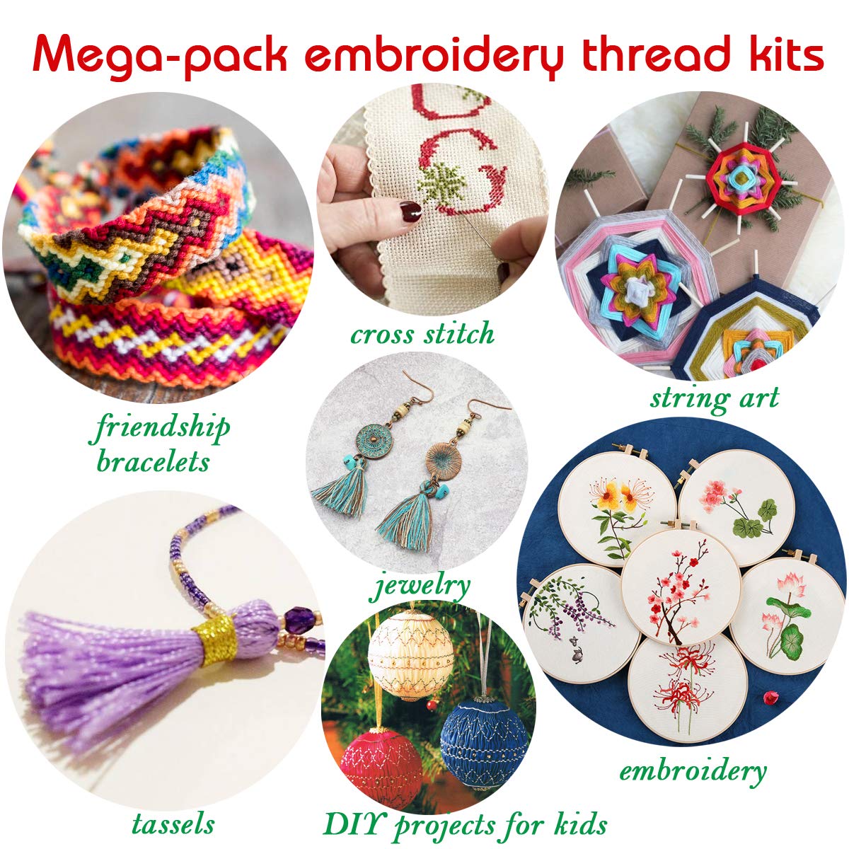Embroidery Floss Cross Stitch Threads String Kits with Organizer Storage Box Included 108pcs Colorful Friendship Bracelets Floss with Number Stickers&Floss Bobbins &110 Pcs Cross Stitch Tool Kits LE PAON